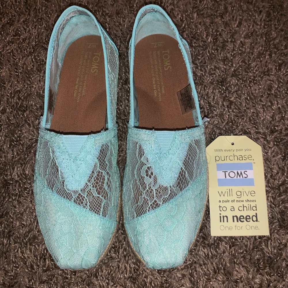 TOMS Lace Baby Blue Flats
